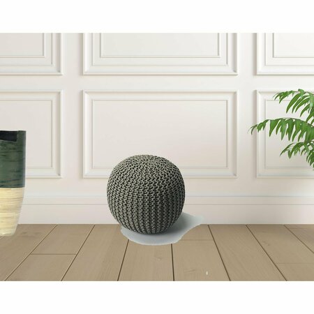 Homeroots 16 x 19 x 19 in. Cool Gray Woven Pouf Ottoman 388964